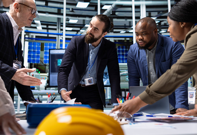 Interconnected industrial processing units illustrating potential domino effects in process safety